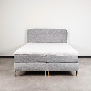 2-Persoons Boxspring - Terra - Grijs 180x200 cm - Pocketvering - Inclusief Topper - Dekbed-Discounter.nl