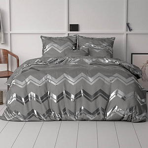 Dekbedovertrek Glamour Wave - Lits-Jumeaux (240x220 cm) - Grijs & Zilver Microvezel - Dessin: Patroon