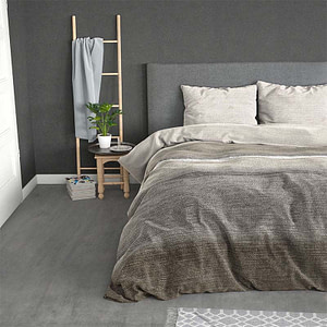 Flanellen Dekbedovertrek Stone Stripe - Tweepersoons (200x200 cm) - Taupe - Dessin: Effen - Sleeptime Elegance - Dekbed-Discounter.nl