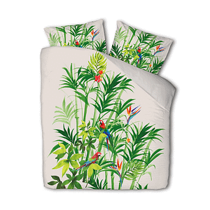 Dekbedovertrek Parrot Palm Dekbedovertrek 200 x 220 - Tweepersoons (200x220 cm) - Meerkleurig Katoen - Dessin: Natuur - Luna Bedding -