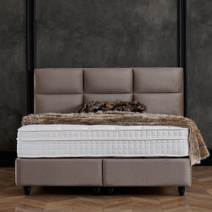 2-Persoons Boxspring met opbergruimte - Mississippi - Taupe 160x200 cm - Bonnell veringen - Inclusief Topper - Dekbed-Discounter.nl