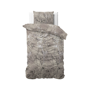 Dekbedovertrek Cora - Eenpersoons (140x220 cm) - Taupe Polycotton - Dessin: - Sleeptime Elegance - Dekbed-Discounter.nl