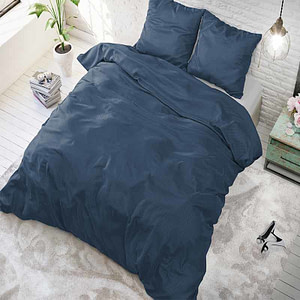 Dekbedovertrek Satin Point - Lits-Jumeaux (240x220 cm) - Navy Microvezel - Dessin: Strepen - Zensation - Dekbed-Discounter.nl