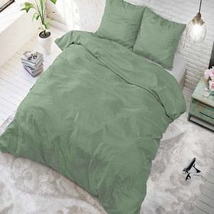 Dekbedovertrek Satin Point - Lits-Jumeaux (240x220 cm) - Groen Microvezel - Dessin: Strepen - Zensation - Dekbed-Discounter.nl