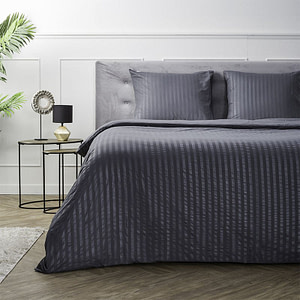 Dekbedovertrek Embossed Stripes - Lits-Jumeaux (240x220 cm) - Antraciet Microvezel - Dessin: Strepen - Luna Bedding - Dekbed-Discounter.nl