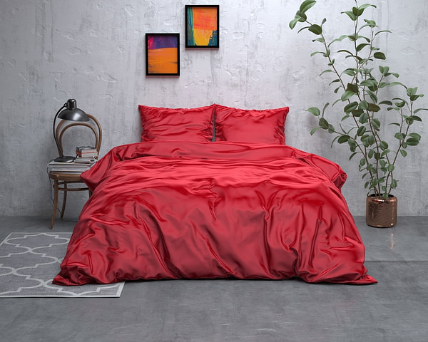 Dekbedovertrek Satijn Geweven Uni - Eenpersoons (140x220 cm) - Rood Microvezel - Dessin: Effen - Sleeptime Elegance - Dekbed-Discounter.nl