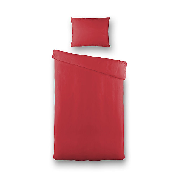 Dekbedovertrek Silk Satin - Eenpersoons (140x220 cm) - Rood Microvezel - Dessin: Effen - Fresh & Co - Dekbed-Discounter.nl