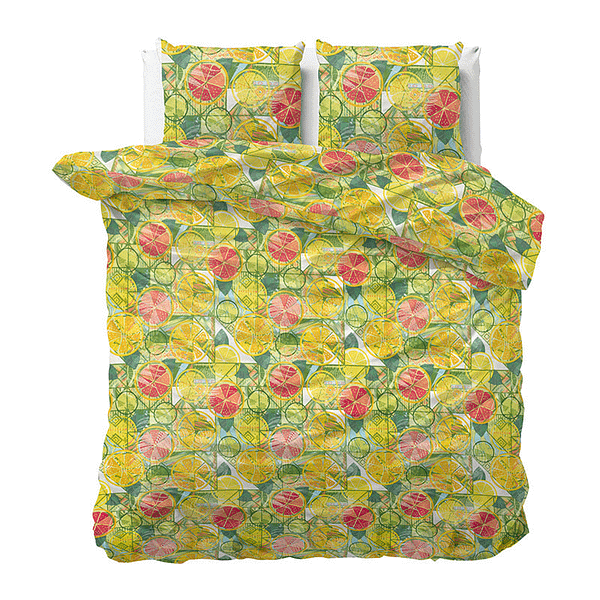 Dekbedovertrek Fresh Fruits Dekbedovertrek - Tweepersoons (200x220 cm) - Meerkleurig Katoen - Dessin: Modern - Sleeptime Elegance -