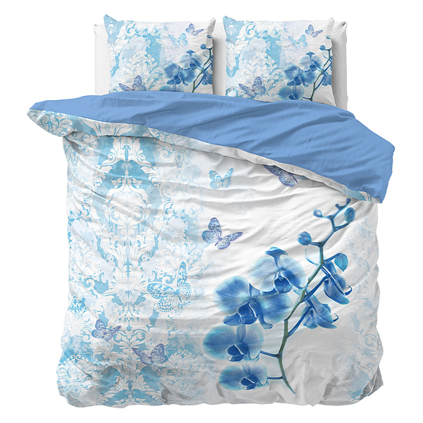 Dekbedovertrek Dream Orchid - Lits-Jumeaux (240x220 cm) - Turquoise Katoen - Dessin: Bloemen