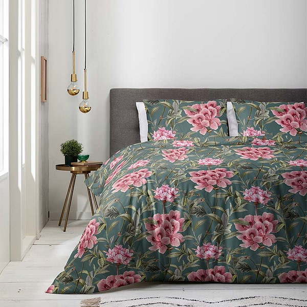 Dekbedovertrek Pink Flower Dekbedovertrek - Lits-Jumeaux (240x220 cm) - Roze Katoen - Dessin: Bloemen - Luna Bedding - Dekbed-Discounter.nl