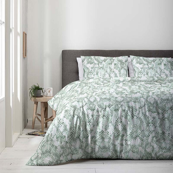 Dekbedovertrek Luna Green Snake Dekbedovertrek - Tweepersoons (200x220 cm) - Blauw 80% polyester 20% katoen - Dessin: Dieren - Luna Bedding -