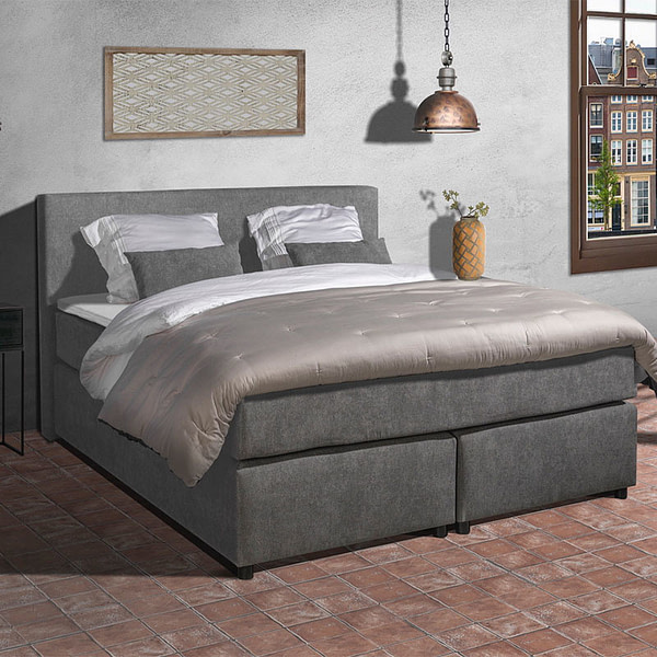 2-Persoons Boxspring - New York - Antraciet 140x200 cm - Pocketvering - Inclusief Topper - Dekbed-Discounter.nl