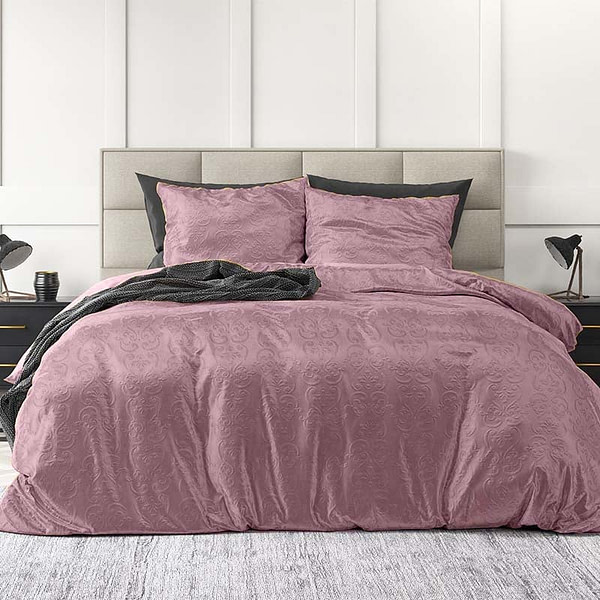 Dekbedovertrek Embossed Velvet Sultan - Lits-Jumeaux (240x220 cm) - Roze Polyether - Dessin: - Sleeptime - Dekbed-Discounter.nl