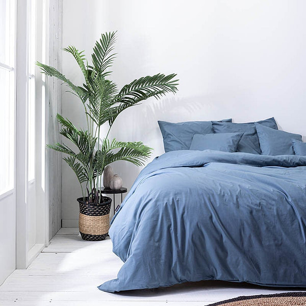 Dekbedovertrek Plain Percale - Eenpersoons (140x240 cm) - Blauw Percale katoen - Dessin: Effen - Presence - Dekbed-Discounter.nl