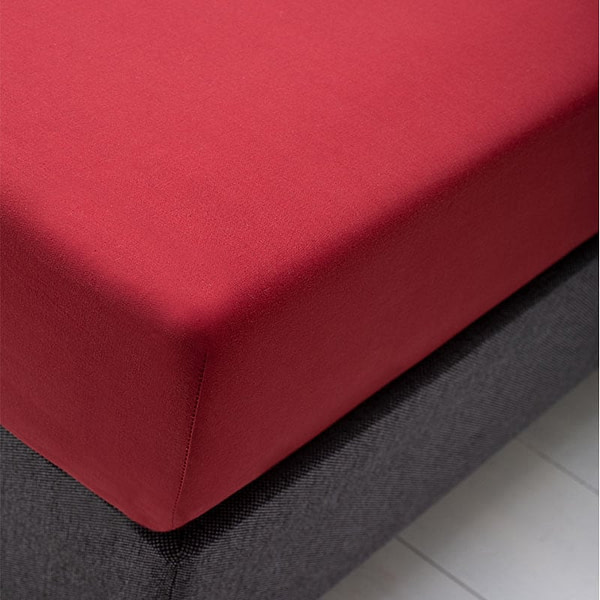 Hoeslaken Katoen - Rood - 80/90x200 - 80x200 cm - Rood - Fresh & Co - Dekbed-Discounter.nl