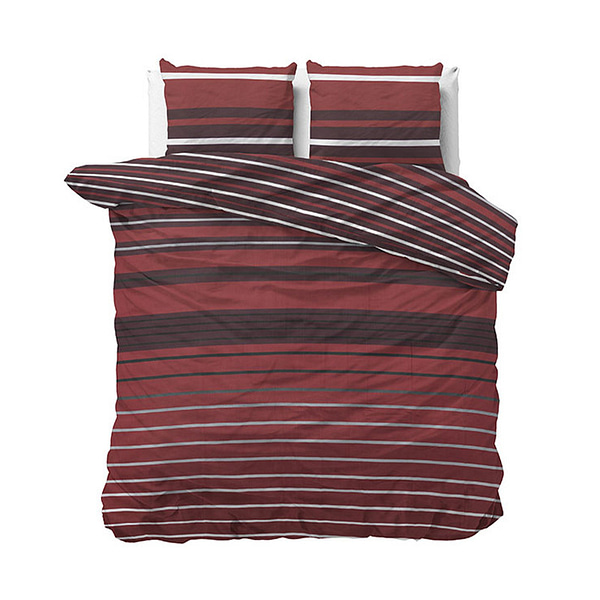 Dekbedovertrek Rowan - Lits-Jumeaux (240x220 cm) - Rood Katoen - Dessin: Patroon - Sleeptime Elegance - Dekbed-Discounter.nl