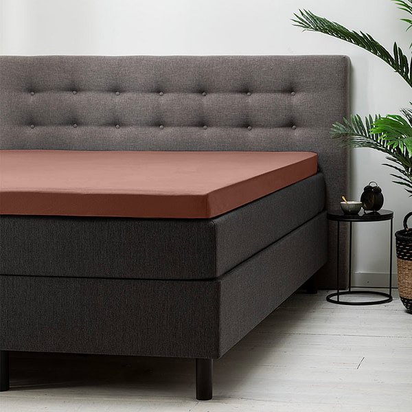 Topper Hoeslaken Jersey - Cognac - 90x200 cm - Bruin - Fresh & Co - Dekbed-Discounter.nl