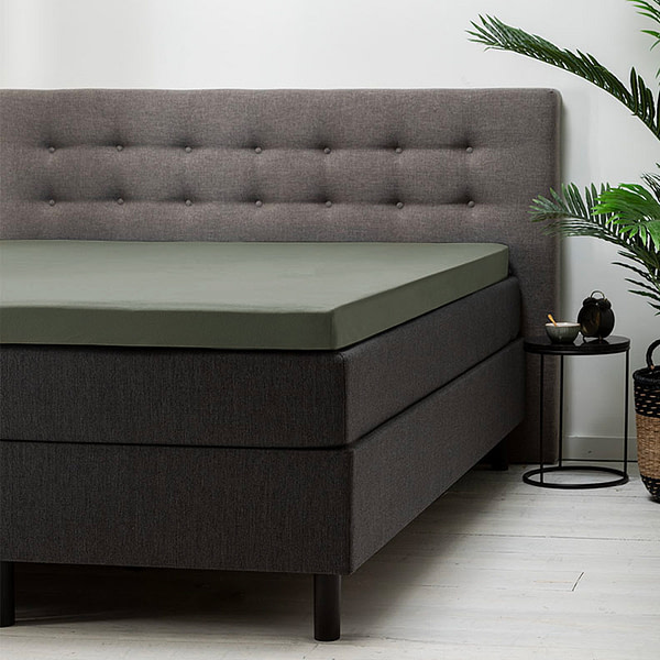 Topper Hoeslaken Jersey - Truffel - Maat 80/90 x 200/220 cm - 90x200 cm - Groen - Fresh & Co - Dekbed-Discounter.nl