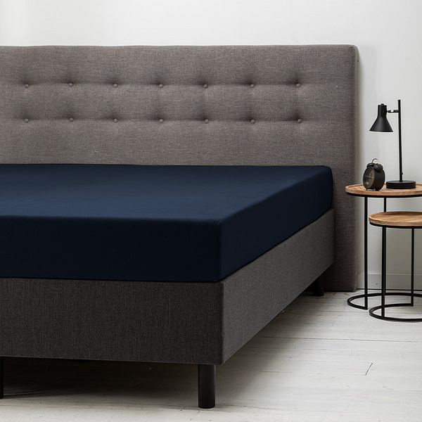 Hoeslaken Jersey - Navy - Maat 100/120 x 200 cm - 100x200 cm - Blauw - Fresh & Co - Dekbed-Discounter.nl