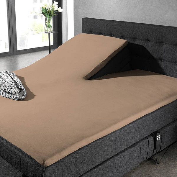 Splittopper Katoen - Home Care Taupe - Maat: 160 x 220 cm - 160x220 cm - Taupe - Home Care - Dekbed-Discounter.nl