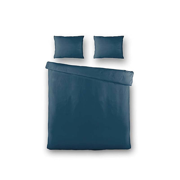 Dekbedovertrek Silk Satin - Lits-Jumeaux (240x220 cm) - Blauw Microvezel - Dessin: Effen - Fresh & Co - Dekbed-Discounter.nl